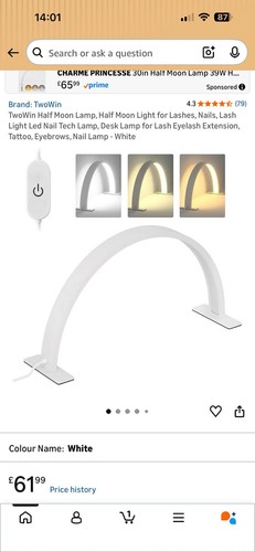 Twowin half moon lamp - half, white